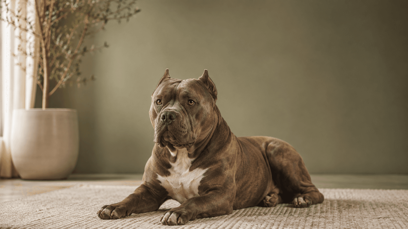 American Bully standing in yard